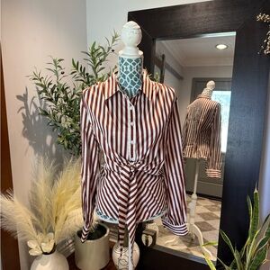 Cupshe Brown and White Striped Shirt M New
